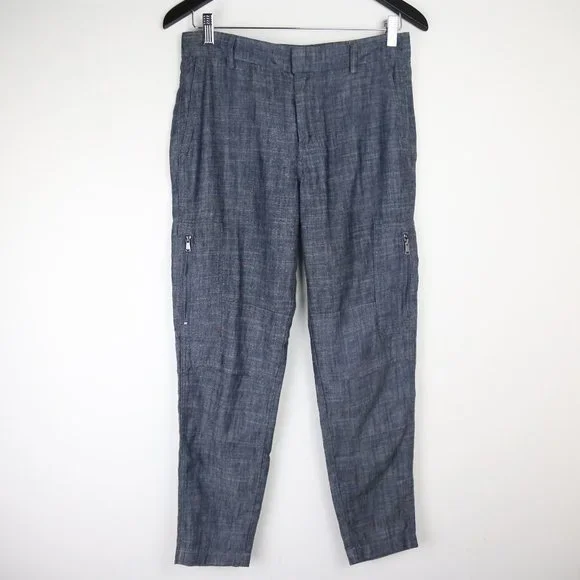 Vince Linen Lyocell Chambray Cargo Trouser Pants Size 26 - Picture 1 of 8